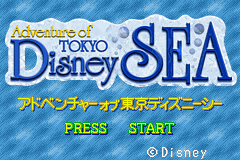 Adventure of Tokyo Disney Sea title screen for GameBoy Advance